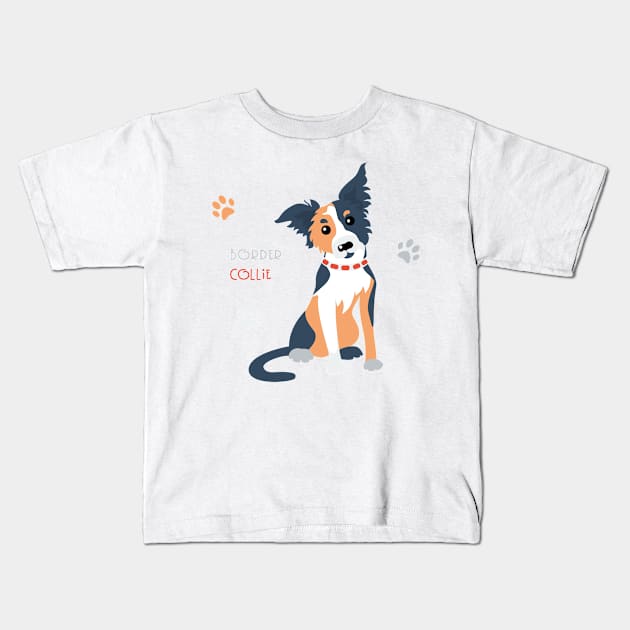 border collie Kids T-Shirt by muchamad643